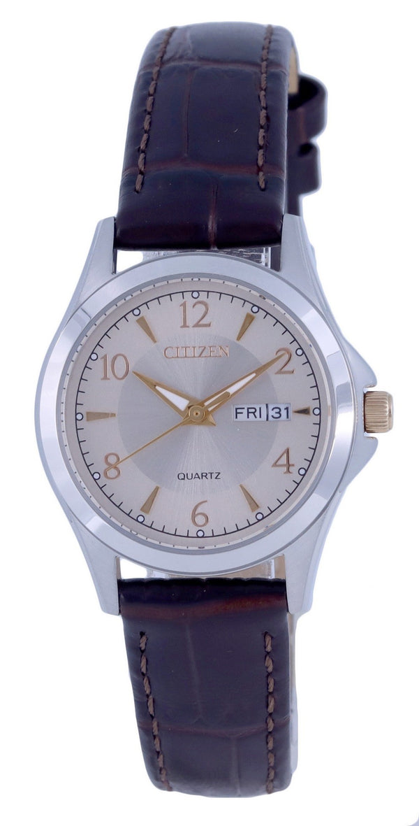 Citizen Chronograph Leather Beige Dial Quartz EQ0599-20X.G Women's Watch