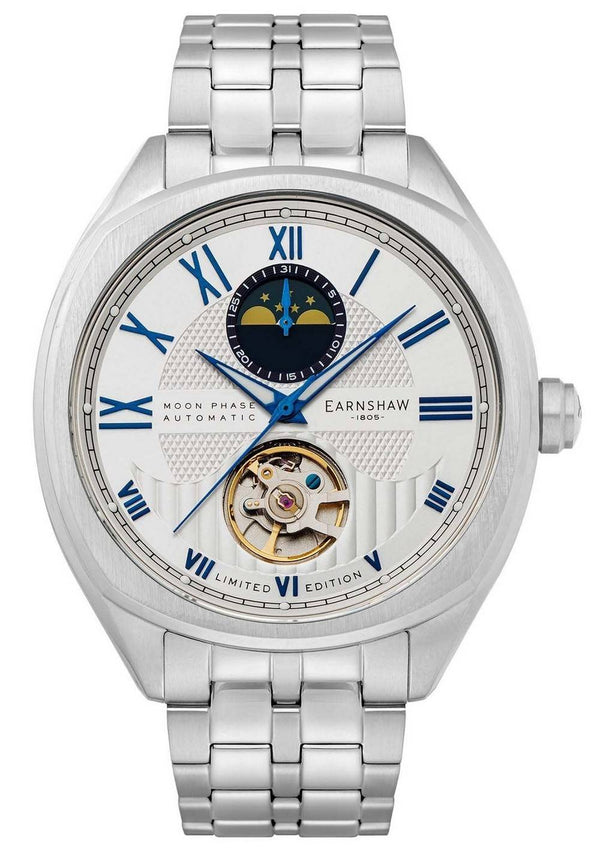 Thomas Earnshaw Peel Limited Edition Moon Phase Silver Sky Open Heart Dial Automatic ES-8206-44 Men's Watch