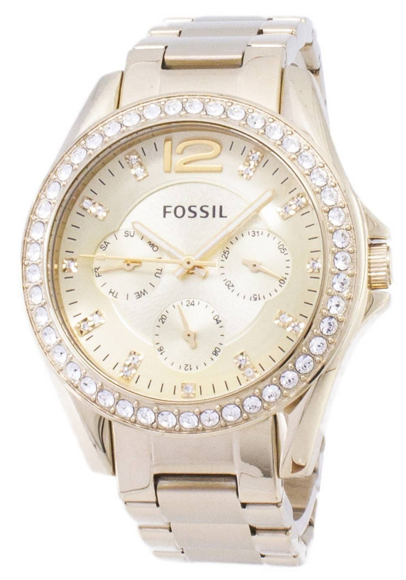 Fossil Riley Multifunction Gold Tone Crystal Dial ES3203 Women's Watch