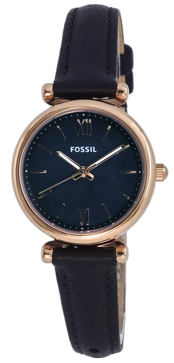 Fossil Carlie Mini Leather Black Mother Of Pearl Dial Quartz ES4700 Women's Watch