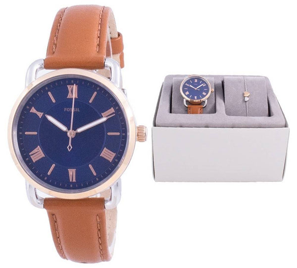 Fossil Copeland Blue Dial Quartz ES4913SET With Gift Set Women's Watch