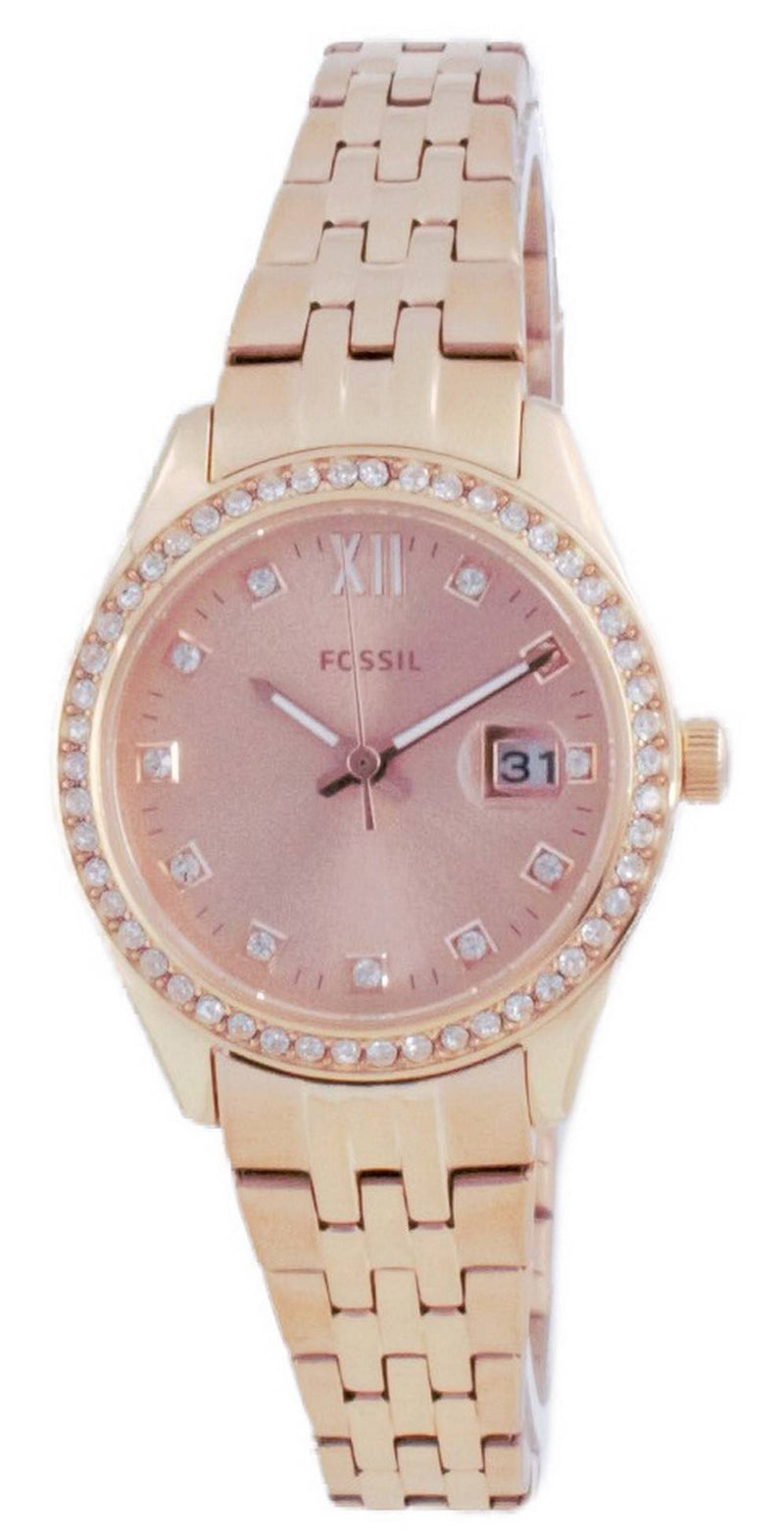 Fossil Scarlette Micro Rose Gold Stainless Steel Crystal Quartz ES5038 Women's Watch
