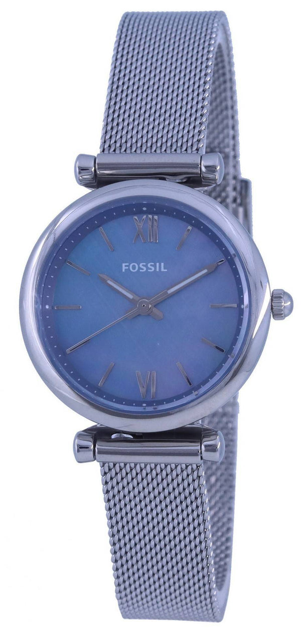 Fossil Carlie Mini Blue Mother Of Pearl Dial Stainless Steel Quartz ES5083 Women's Watch