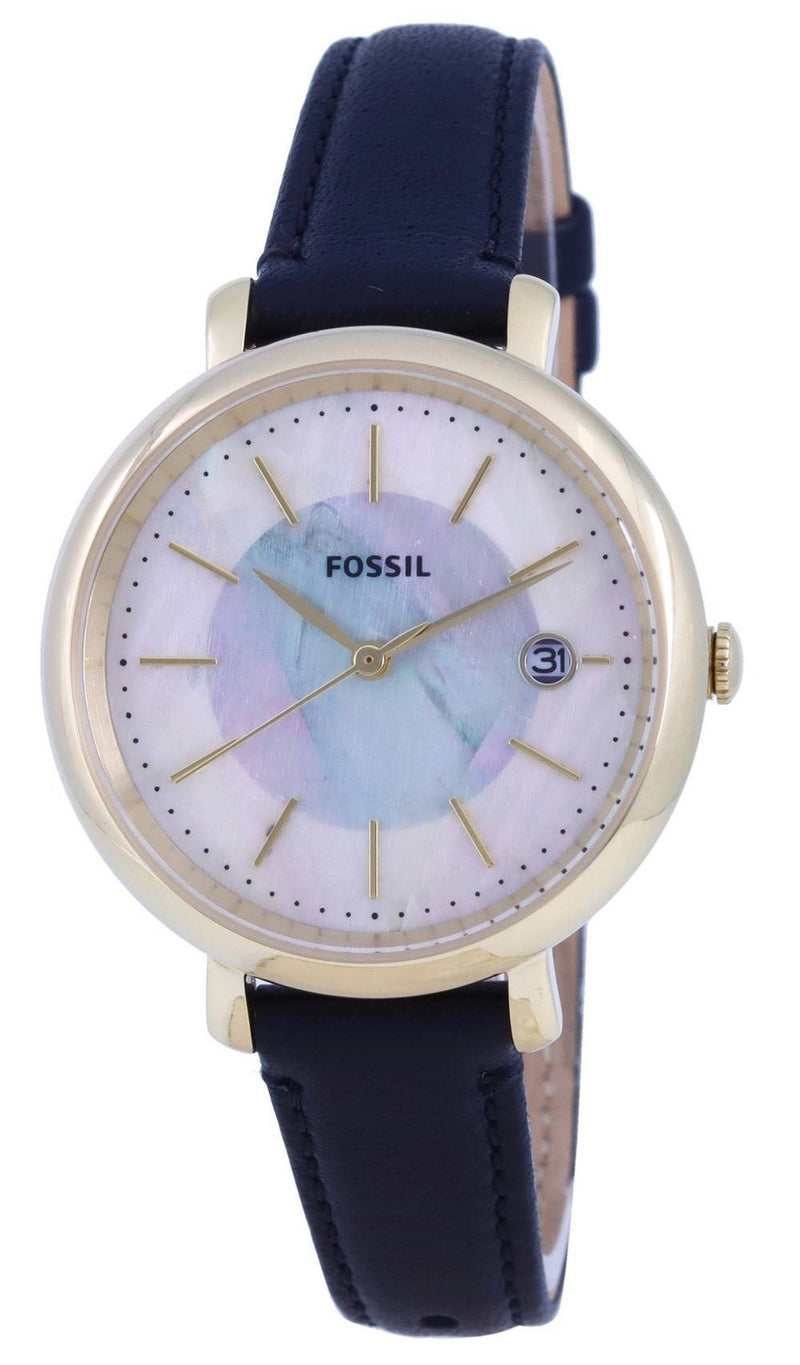 Fossil Jacqueline Mother-Of-Pearl Dial Leather Strap Solar ES5093 Women's Watch