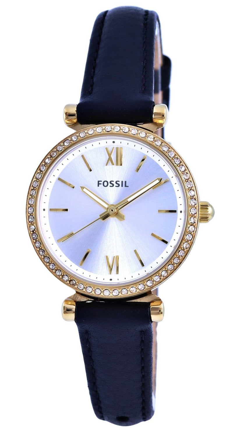 Fossil Carlie Crystal Accents Leather Silver Dial Quartz ES5127 Women's Watch