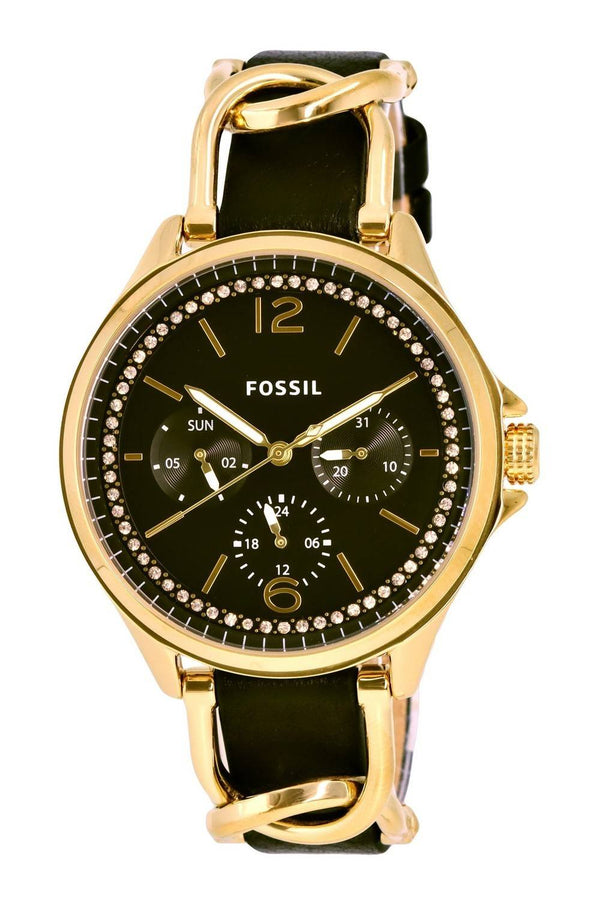 Fossil Sadie Crystal Accents Leather Black Dial Quartz ES5140 Women's Watch