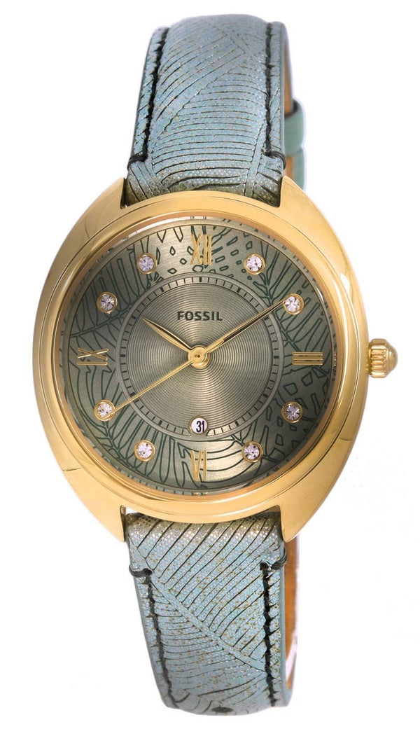 Fossil Gabby Leather Green Dial Quartz ES5163 Women's Watch