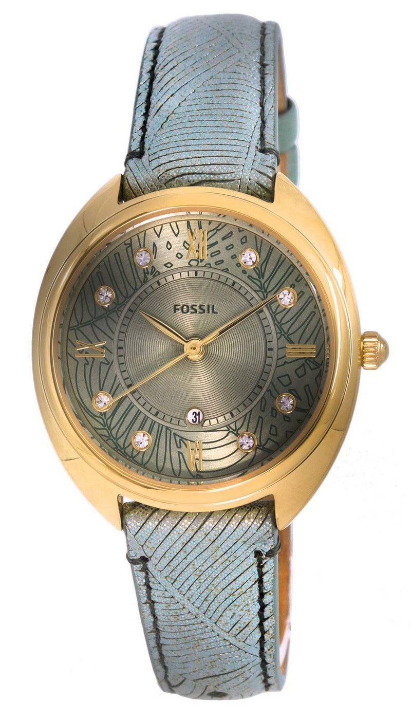 Fossil Gabby Leather Green Dial Quartz ES5163 Women's Watch