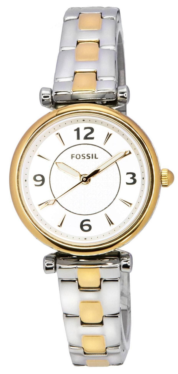 Fossil Carlie Two Tone Stainless Steel Silver Dial Quartz ES5201 Women's Watch
