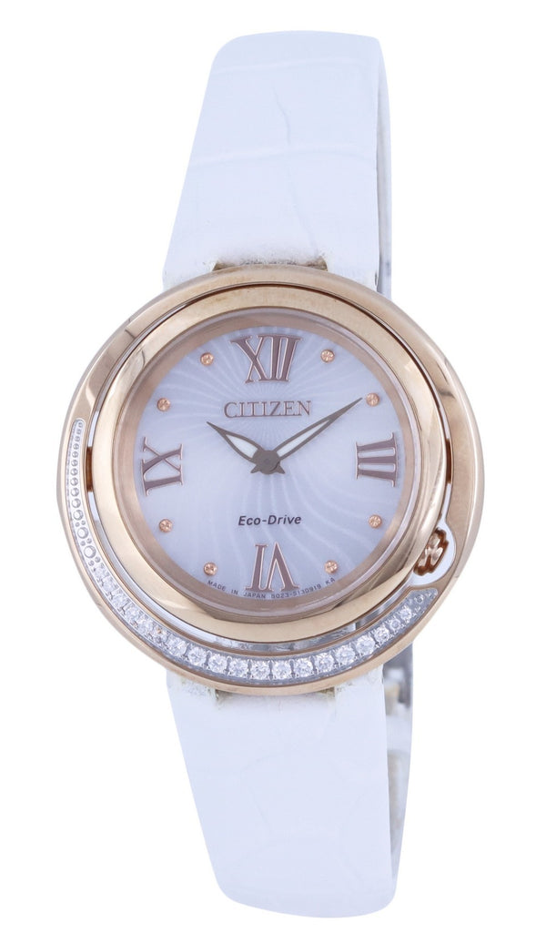 Citizen Diamond Accents Leather Silver Dial Eco-Drive EX1122-07A.G Women's Watch