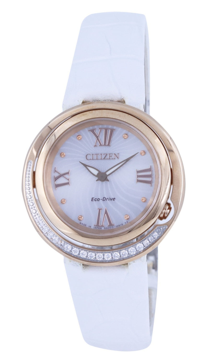 Citizen Diamond Accents Leather Silver Dial Eco-Drive EX1122-07A.G Women's Watch