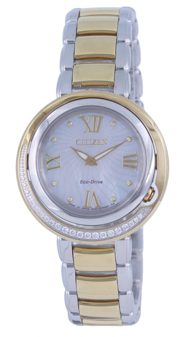 Citizen Diamond Accents Two Tone Stainless Steel Silver Dial Eco-Drive EX1124-52D.G Women's Watch