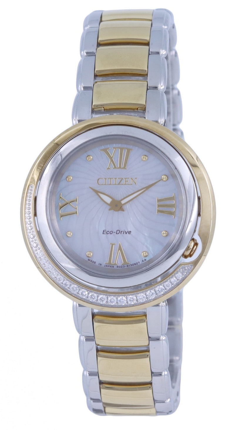 Citizen Diamond Accents Two Tone Stainless Steel Silver Dial Eco-Drive EX1124-52D.G Women's Watch