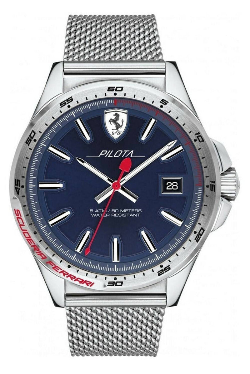 Ferrari Scuderia Pilota Blue Dial Stainless Steel Quartz 0830491 Men's Watch