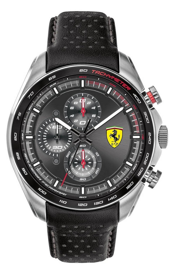 Ferrari Scuderia Speedracer Chronograph Leather Strap Quartz 0830648 Men's Watch