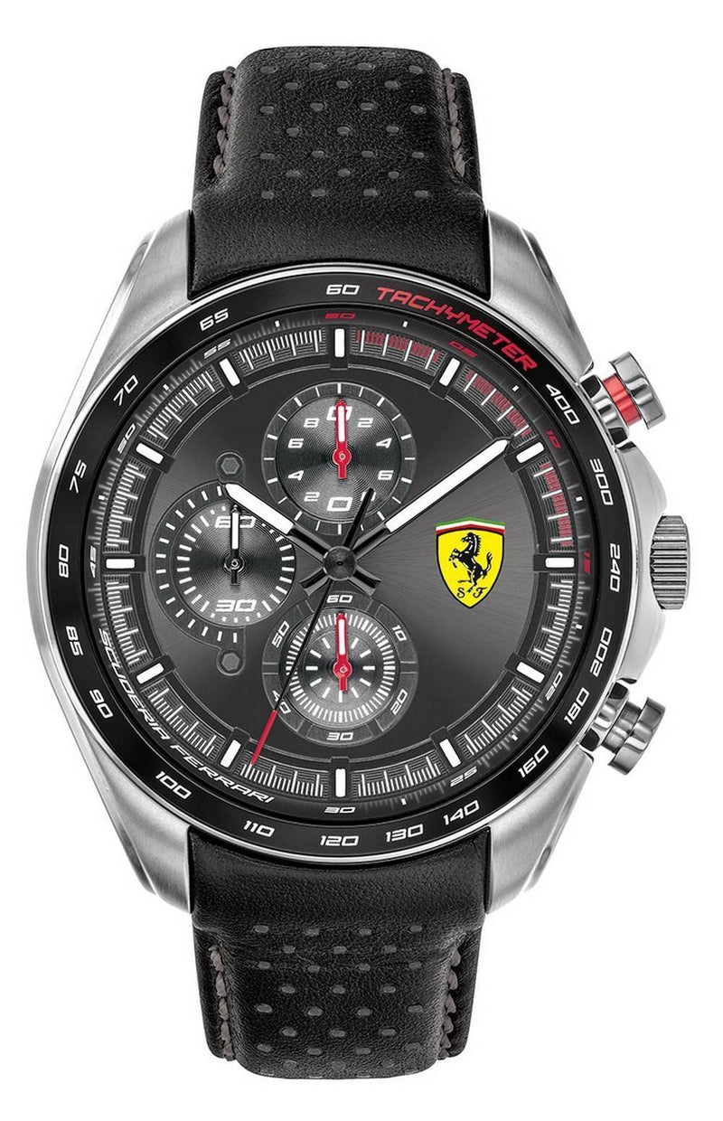 Ferrari Scuderia Speedracer Chronograph Leather Strap Quartz 0830648 Men's Watch