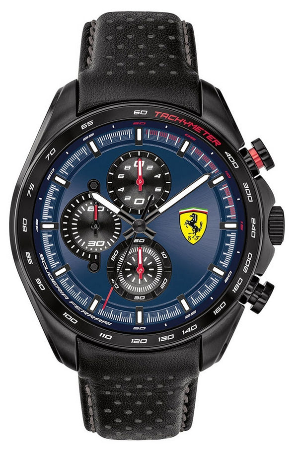Ferrari Scuderia Speedracer Chronograph Blue Dial Leather Strap Quartz 0830649 Men's Watch