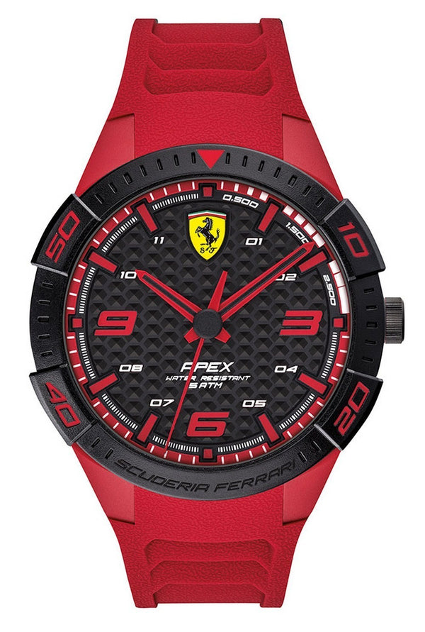 Ferrari Scuderia Apex Black Dial Silicon Band Quartz 0830664 Men's Watch