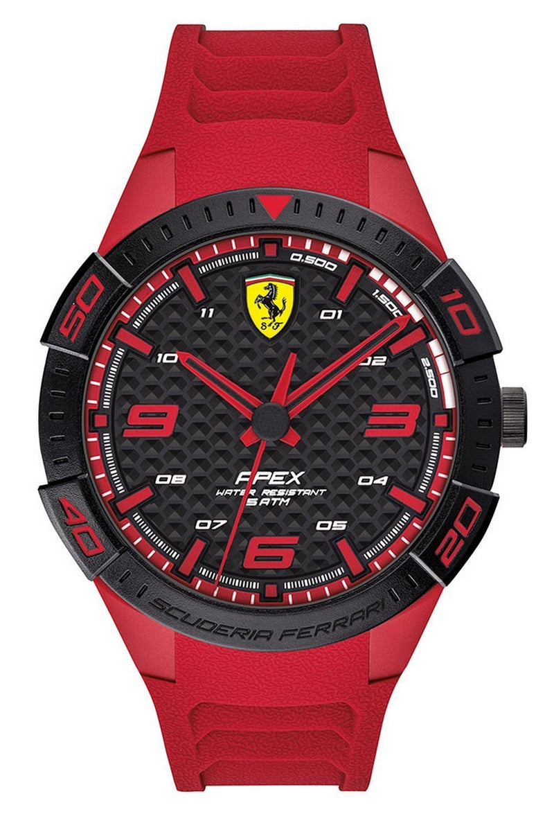 Ferrari Scuderia Apex Black Dial Silicon Band Quartz 0830664 Men's Watch