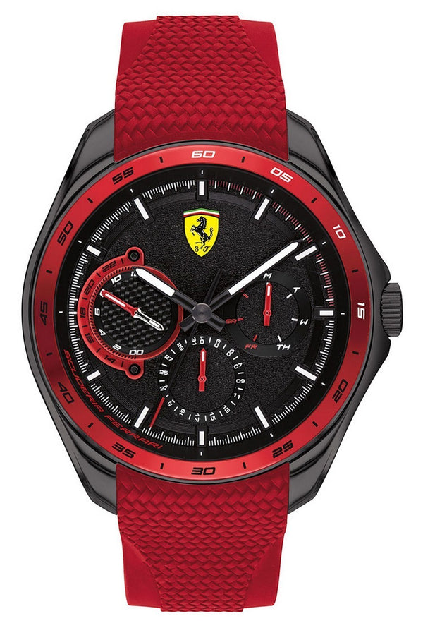 Ferrari Scuderia Speedracer Black Dial Silicon Band Quartz 0830681 Men's Watch