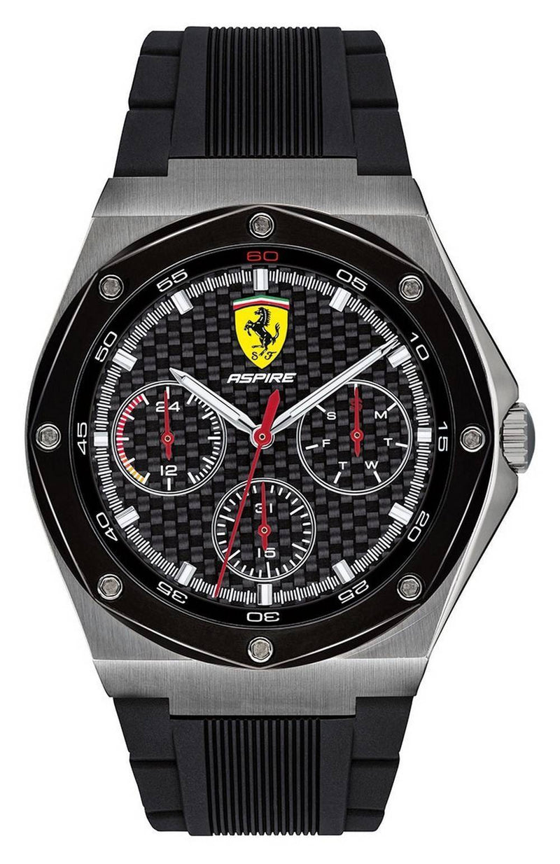 Ferrari Scuderia Aspire Black Dial Silicon Band Quartz 0830694 Men's Watch