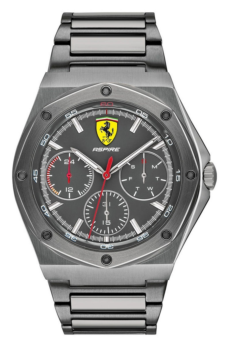 Ferrari Scuderia Aspire Grey Dial Stainless Steel Bracelet Quartz 0830695 Men's Watch