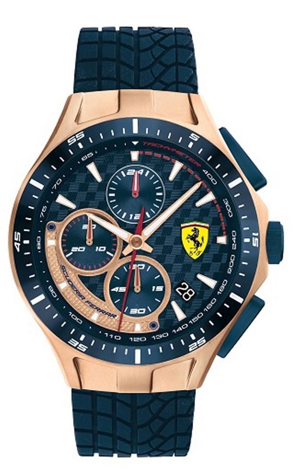 Ferrari Scuderia Race Day Chronograph Blue Dial Quartz Silicon Band 08 ...