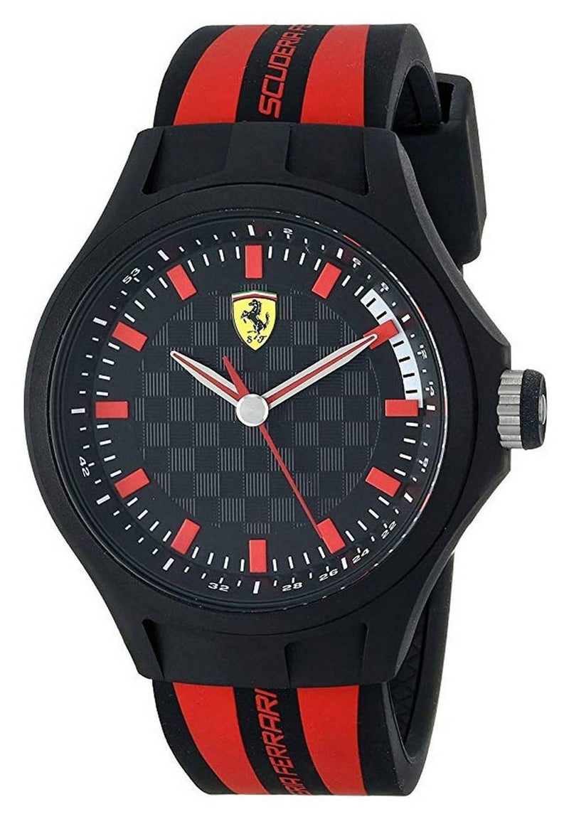 Ferrari Scuderia Pilota Evo Black Dial Leather Strap Quartz 0830712 Men's Watch