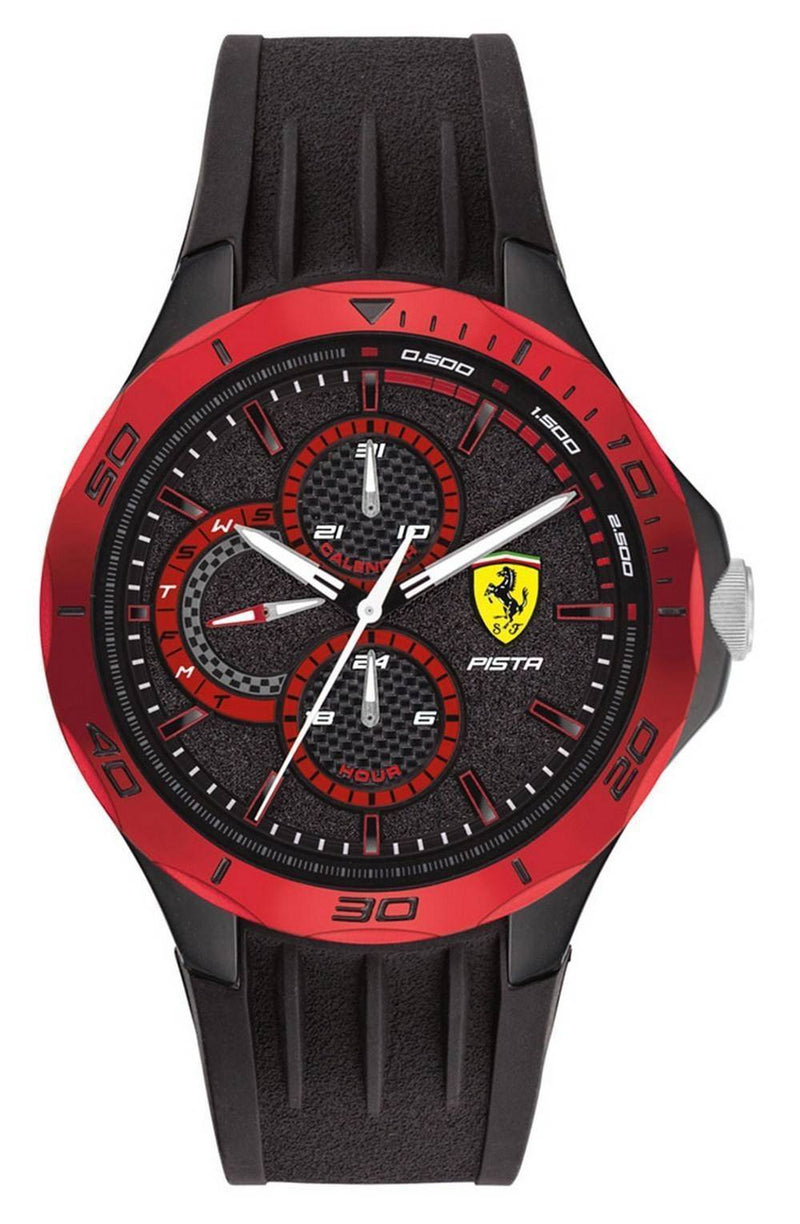 Ferrari Scuderia Pista Black Dial Silicon Band Quartz 0830721 Men's Watch