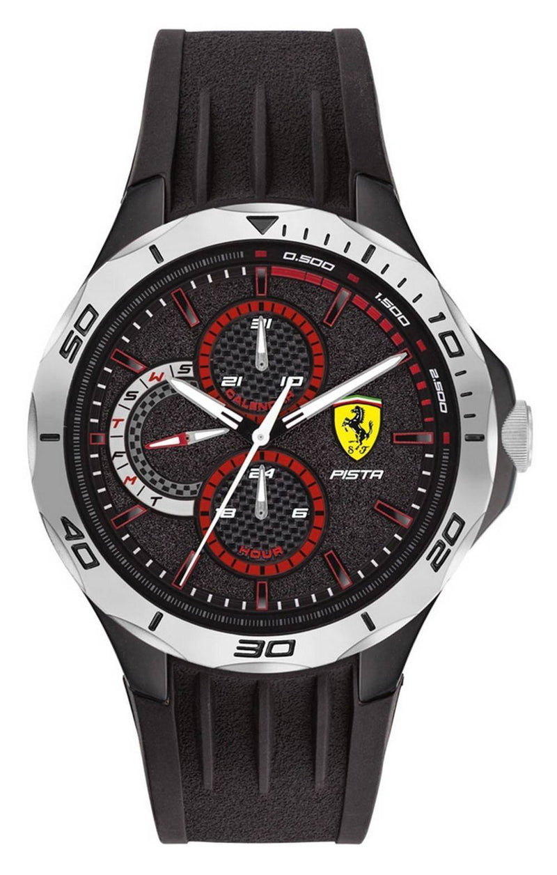 Ferrari Scuderia Pista Black Dial Silicon Band Quartz 0830722 Men's Watch