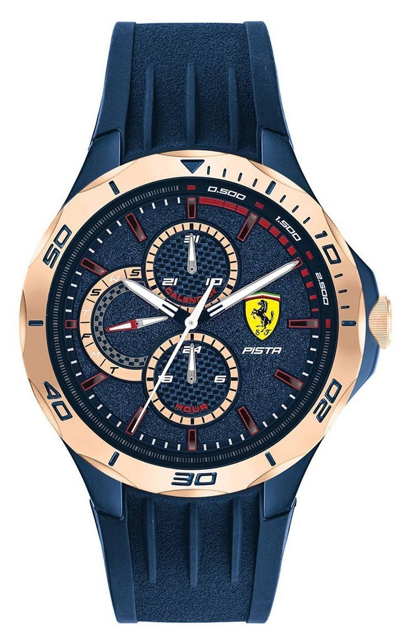 Ferrari Scuderia Pista Blue Dial Silicon Strap Quartz 0830724 Men's Watch