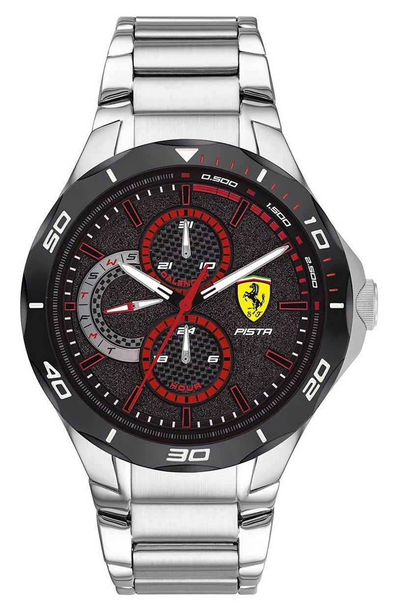 Ferrari Scuderia Pista Black Dial Stainless Steel Quartz 0830726 Men's Watch