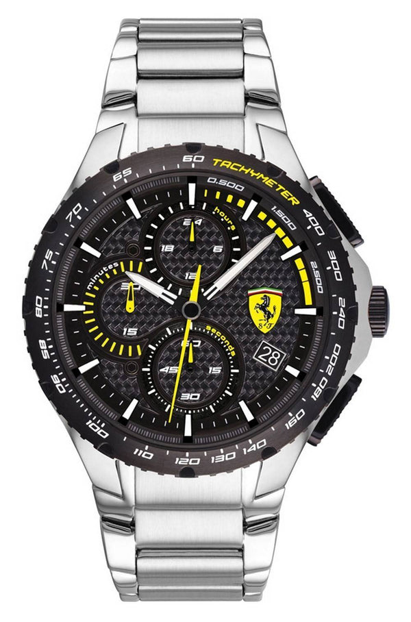 Ferrari Scuderia Pista Chronograph Black Dial Stainless Steel Quartz 0830729 Men's Watch