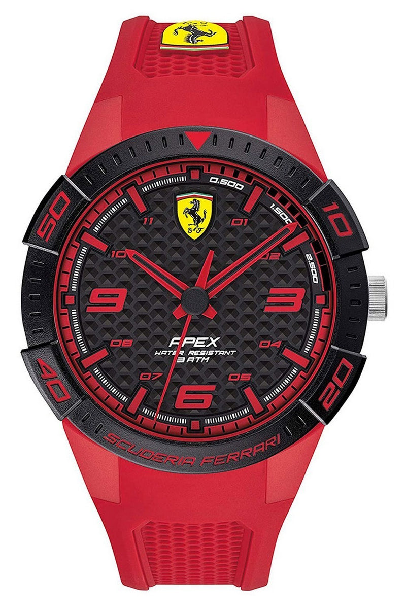 Ferrari Scuderia Apex Black Dial Silicon Band Quartz 0830748 Men's Watch