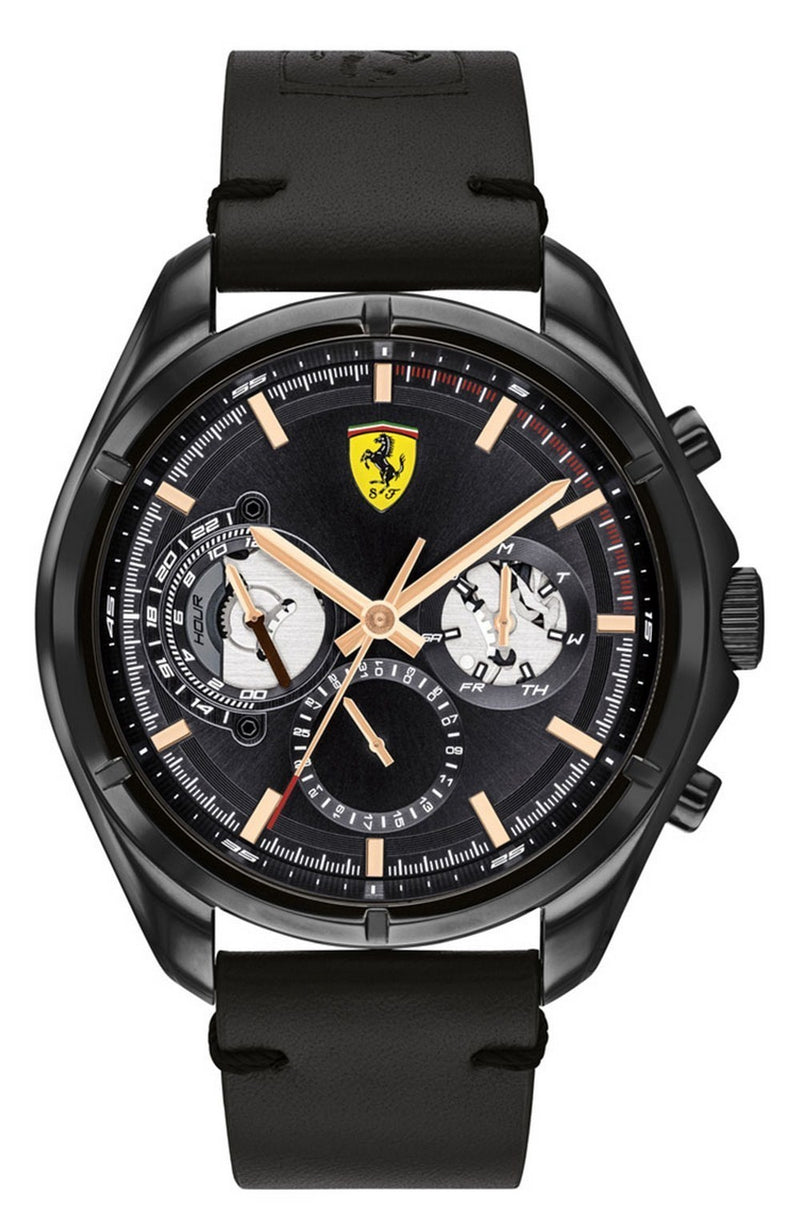 Ferrari Scuderia Speedracer Open Heart Leather Strap Quartz 0830752 Men's Watch