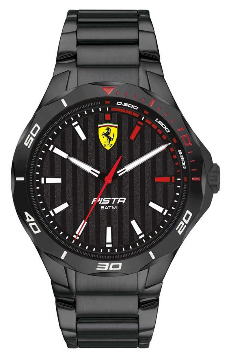 Ferrari Scuderia Pista Black Dial Stainless Steel Quartz 0830763 Men's Watch