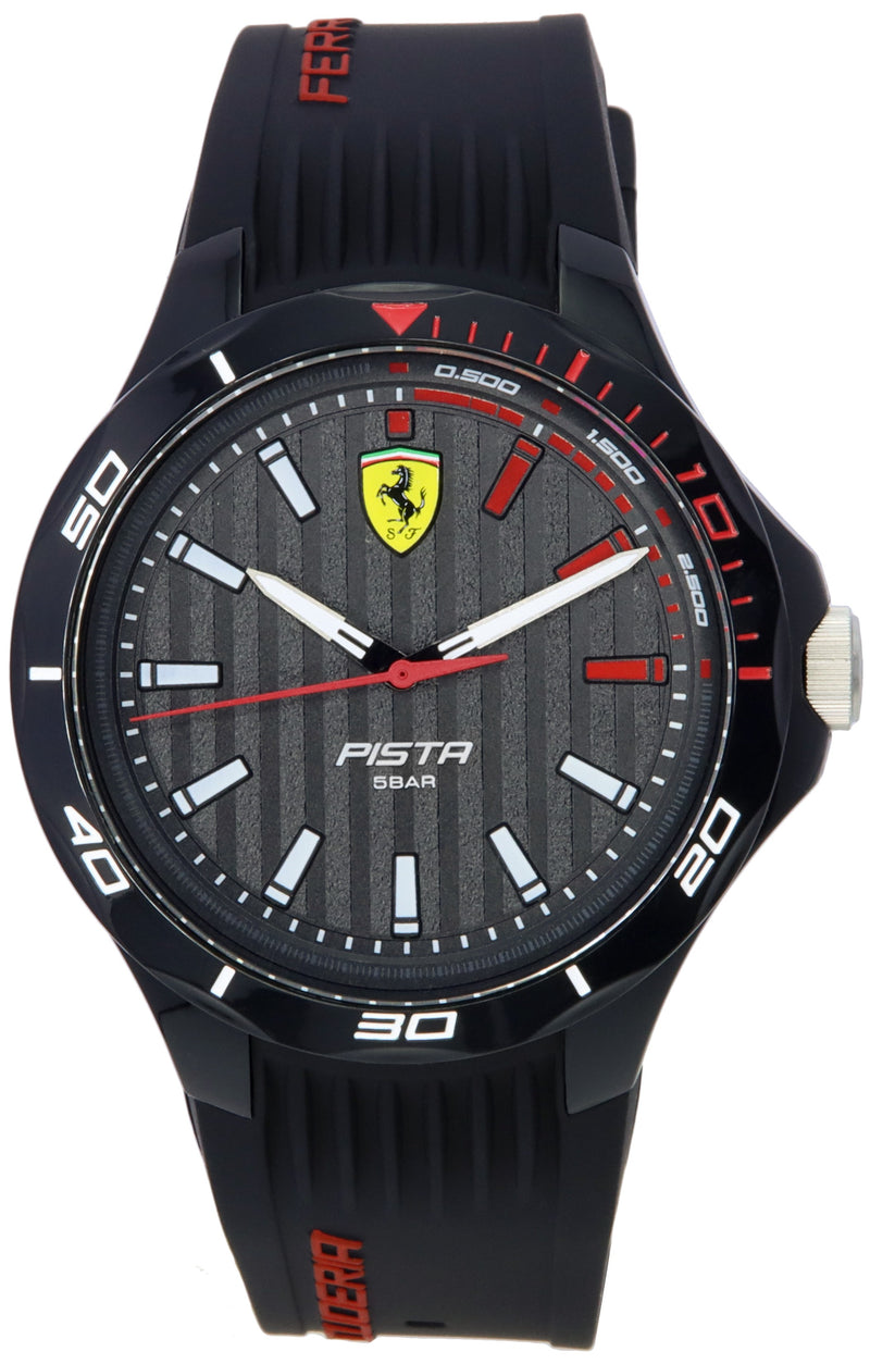 Scuderia Ferrari Pista Silicone Strap Black Dial Quartz 0830780 Men's Watch