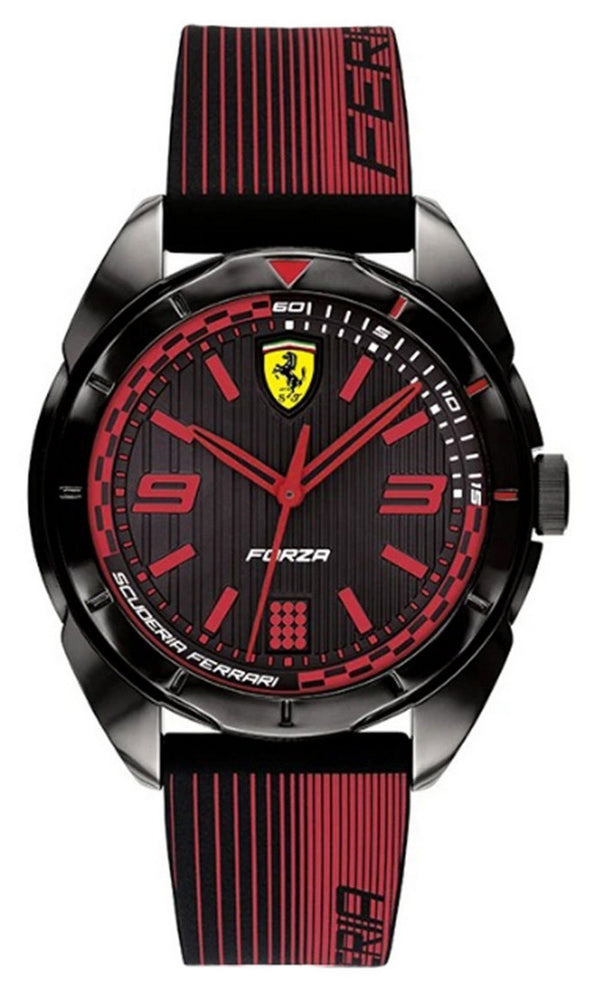 Ferrari Scuderia Forza Black Dial Silicon Band Quartz 0840034 Men's Watch