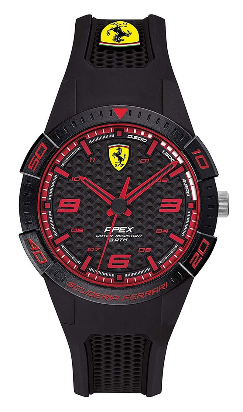 Ferrari Scuderia Apex Black Dial Silicon Band Quartz 0840036 Unisex Watch
