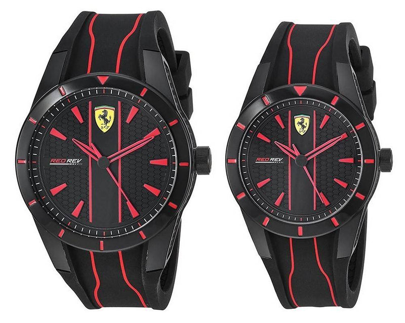 Ferrari Scuderia Redrev Black Dial Silicon Strap Quartz 0870021 With Set Men's Watch