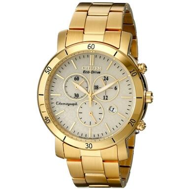 Citizen FB1342-56P Eco-Drive Gold Tone Champagne Dial Women's Chronograph Watch