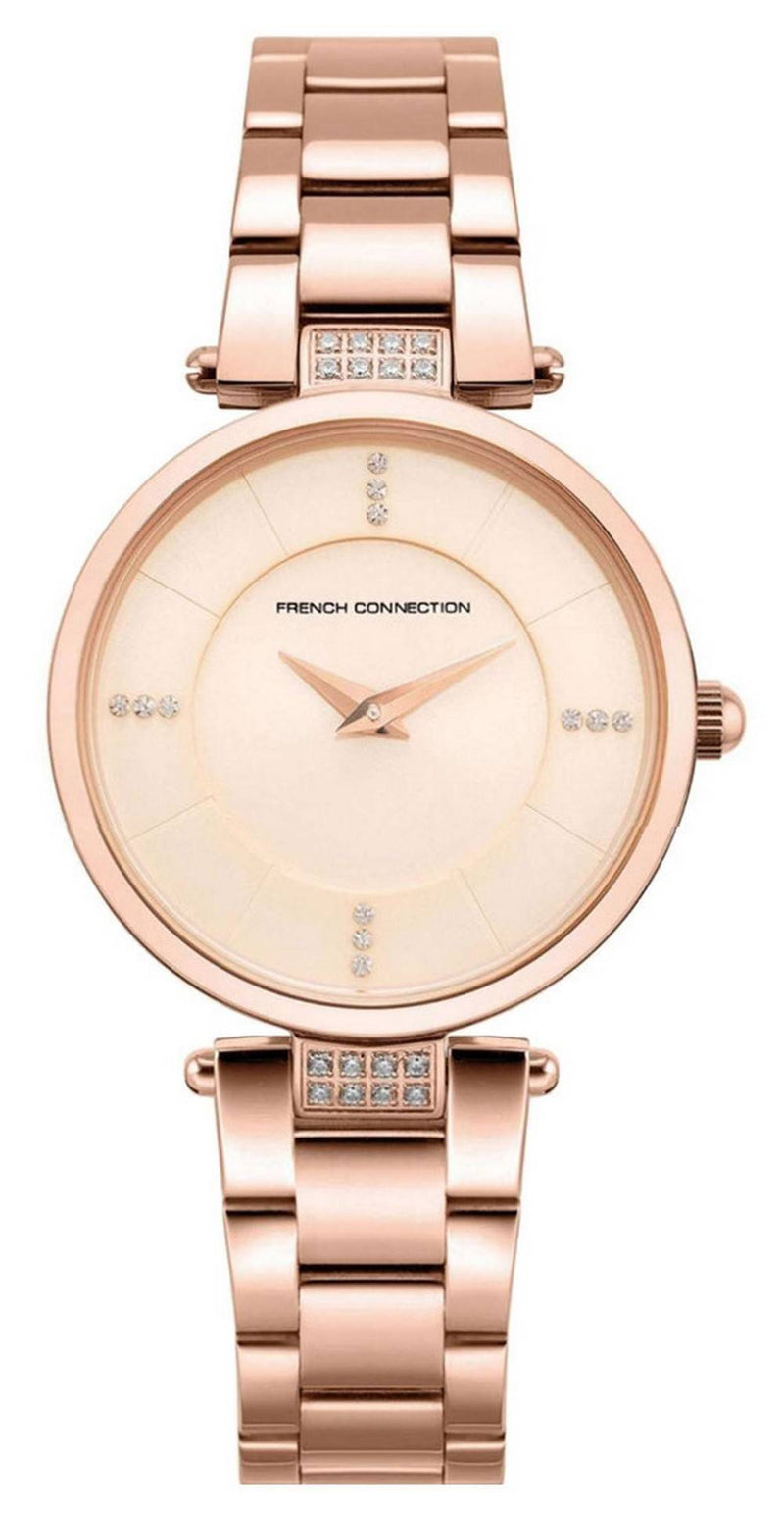 French Connection Crystal Accents Rose Gold Tone Dial Quartz FCS1015RGM Women's Watch