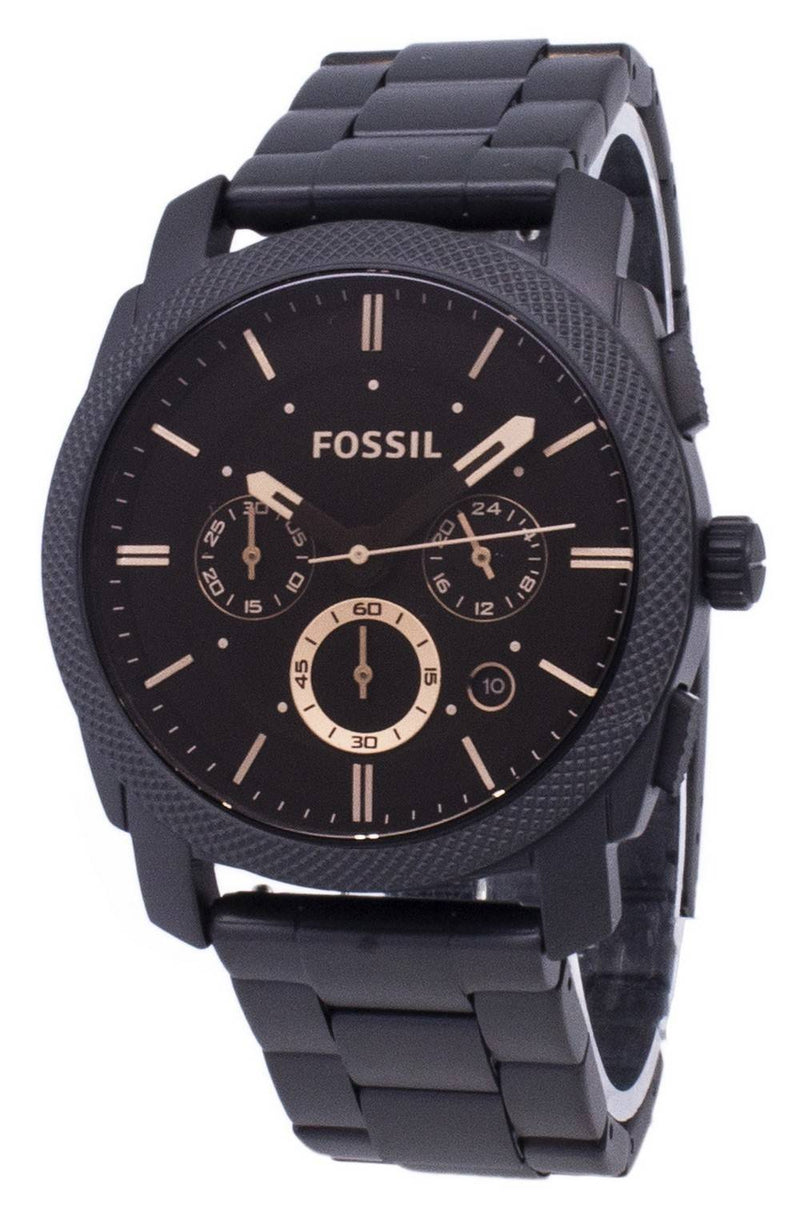 Fossil Machine Mid-Size Chronograph Black IP Stainless Steel FS4682 Men's Watch