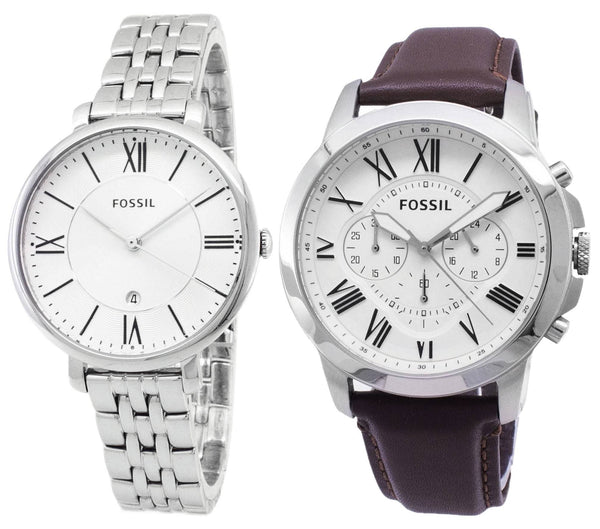 Fossil Analog Quartz Men's And Women's Watch Combo Set - FS4735 - ES3433