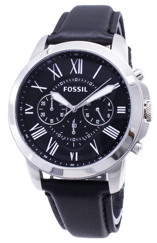 Fossil Grant Chronograph Black Leather Strap FS4812 Men's Watch