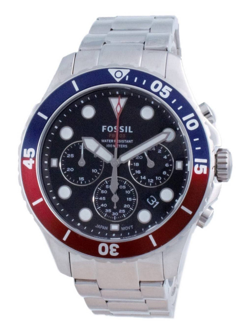 Fossil FB-03 Chronograph Black Dial Stainless Steel Quartz FS5767 100M Men's Watch