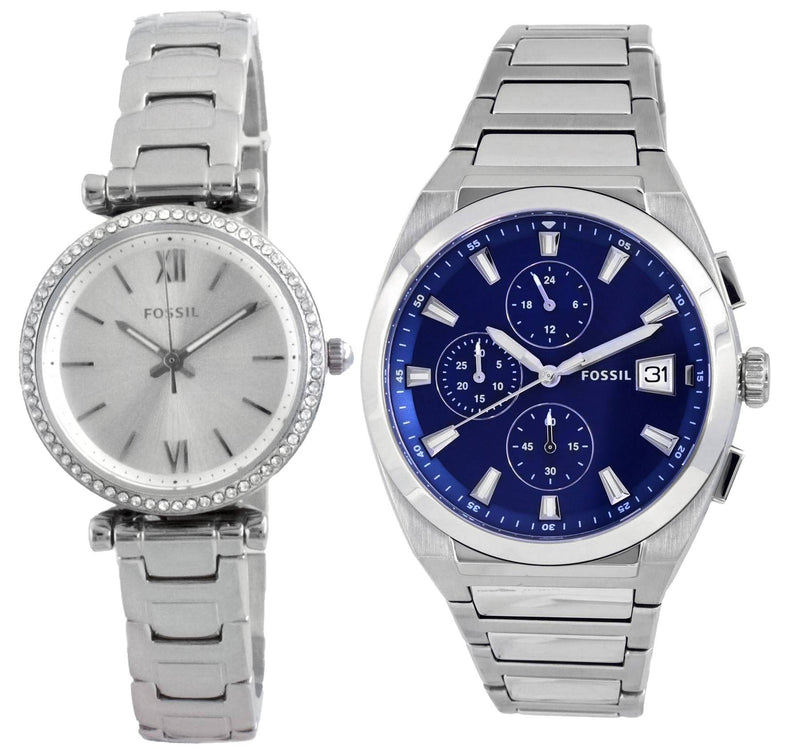 Fossil Analog Men's And Women's Watch Combo Set - FS5795 - ES4956