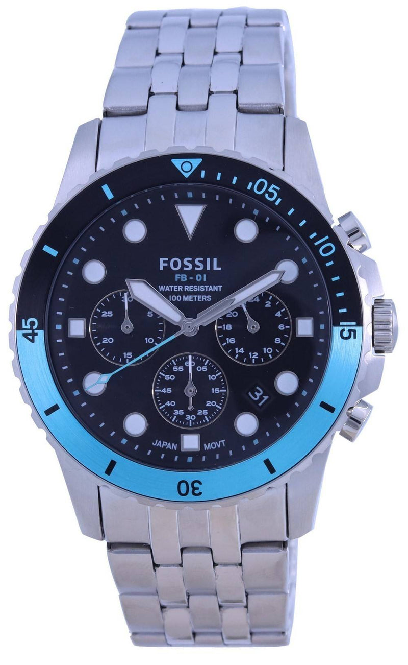 Fossil FB-01 Chronograph Black Dial Quartz FS5827 100M Men's Watch
