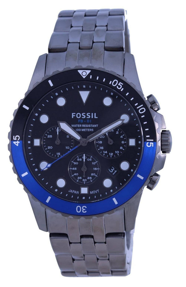 Fossil FB-01 Chronograph Smoke Stainless Steel Quartz FS5835 100M Men's Watch