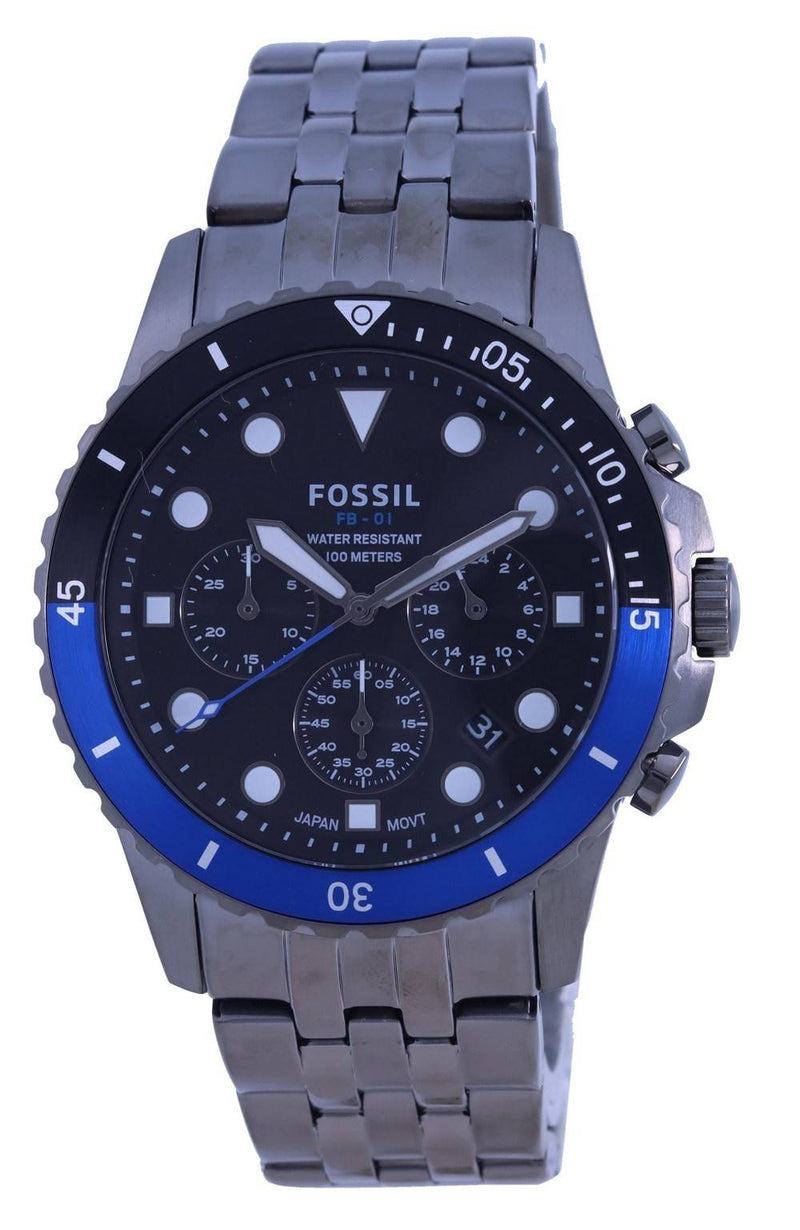 Fossil FB-01 Chronograph Smoke Stainless Steel Quartz FS5835 100M Men's Watch